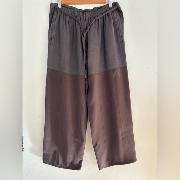 The Row Linen Blend Wide Leg Cropped Culotte Pants Drawstring Waist Small